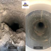 An inside look at a dryer vent before and after one of our professional cleanings. 